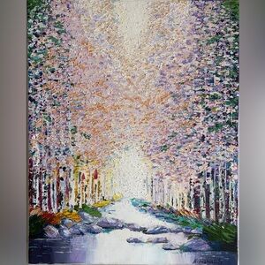 Original Oil Painting “Spring Stream in the Forest” Canvas Impressionist
